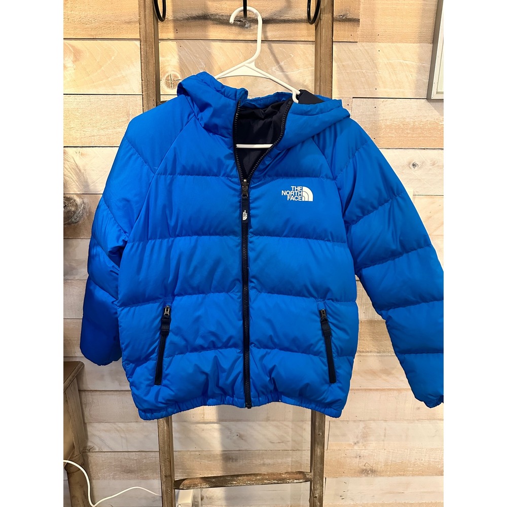 The North Face Boys Reversible Perrito Hooded Jacket Blue Navy Large 14/16